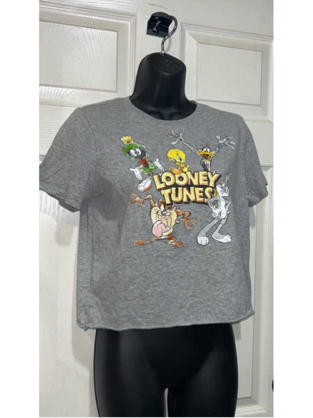 Women's Looney Tunes Gray Multicolor Short Sleeve Tee L